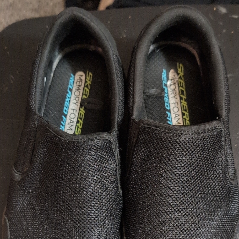 Skechers Black Mesh Slip-Ons